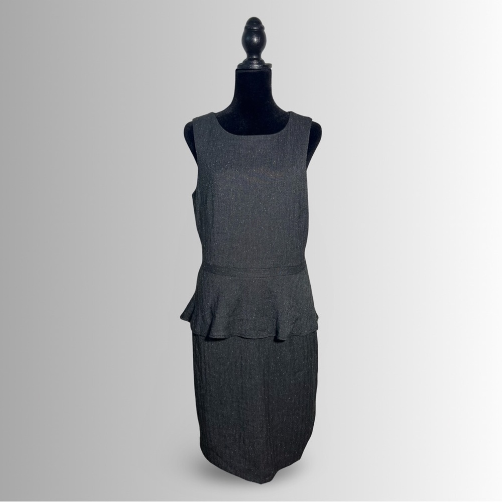 Banana Republic Factory Black & Gray Sleeveless Dropped Ruffle Waist Dress, Sz 8 - Picture 1 of 7